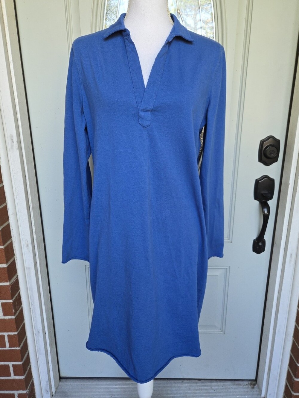 Frank & Eileen Long Sleeve Polo Dress Blue